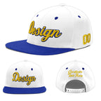 Custom White Royal Blue 3D Puff Embroidery Flat Embroidery Casual Sport Baseball Cap
