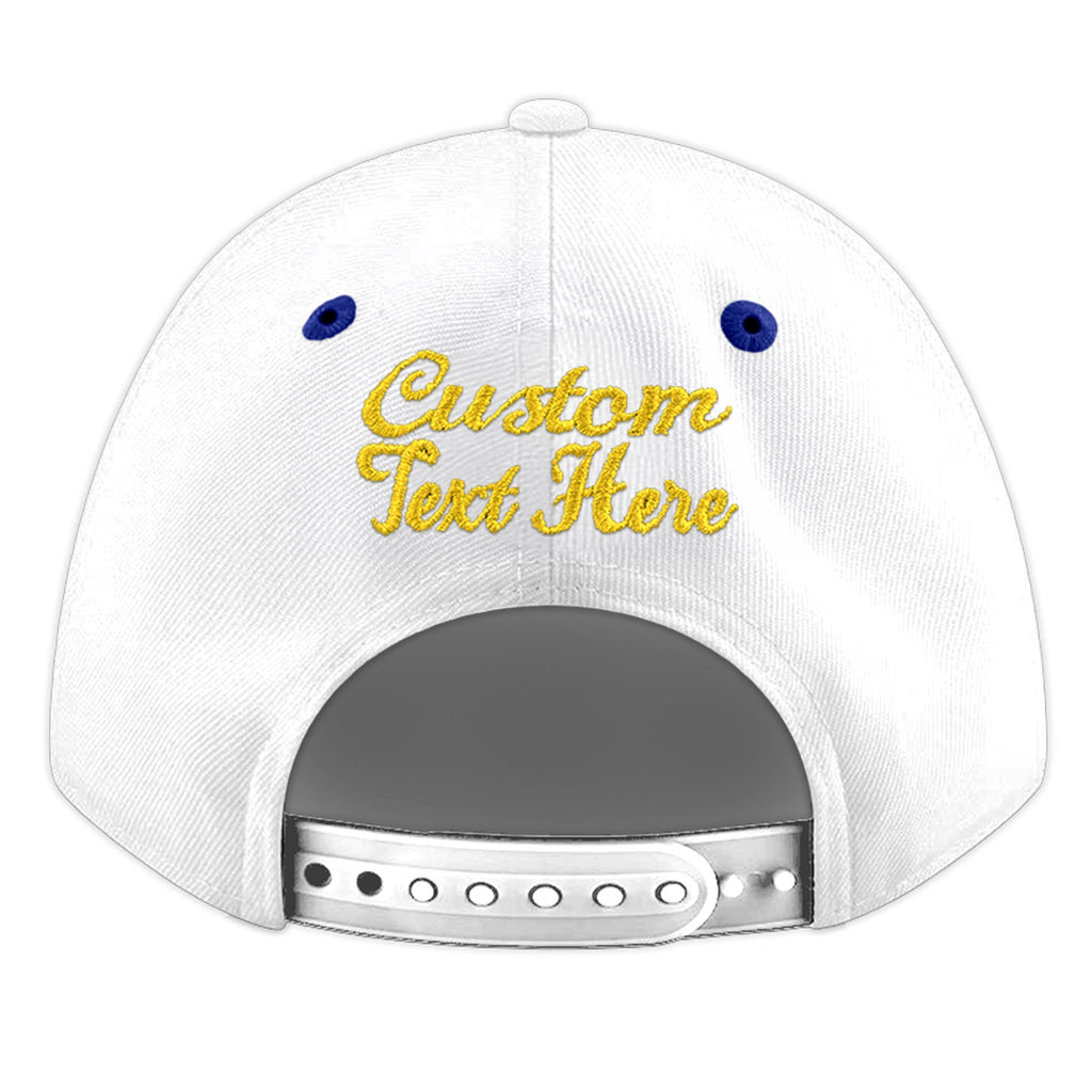 Custom White Royal Blue 3D Puff Embroidery Flat Embroidery Casual Sport Baseball Cap