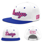 Custom White Royal Blue 3D Puff Embroidery Flat Embroidery Casual Sport Baseball Cap