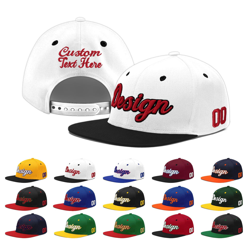 Custom White Black 3D Puff Embroidery Flat Embroidery Casual Sport Baseball Cap