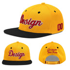 Custom Gold Black 3D Puff Embroidery Flat Embroidery Casual Sport Baseball Cap