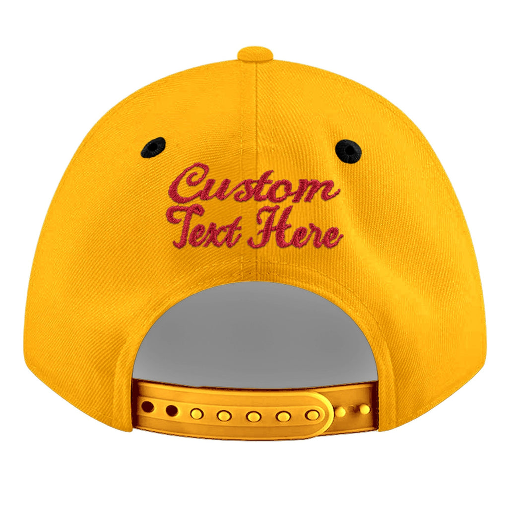 Custom Gold Black 3D Puff Embroidery Flat Embroidery Casual Sport Baseball Cap