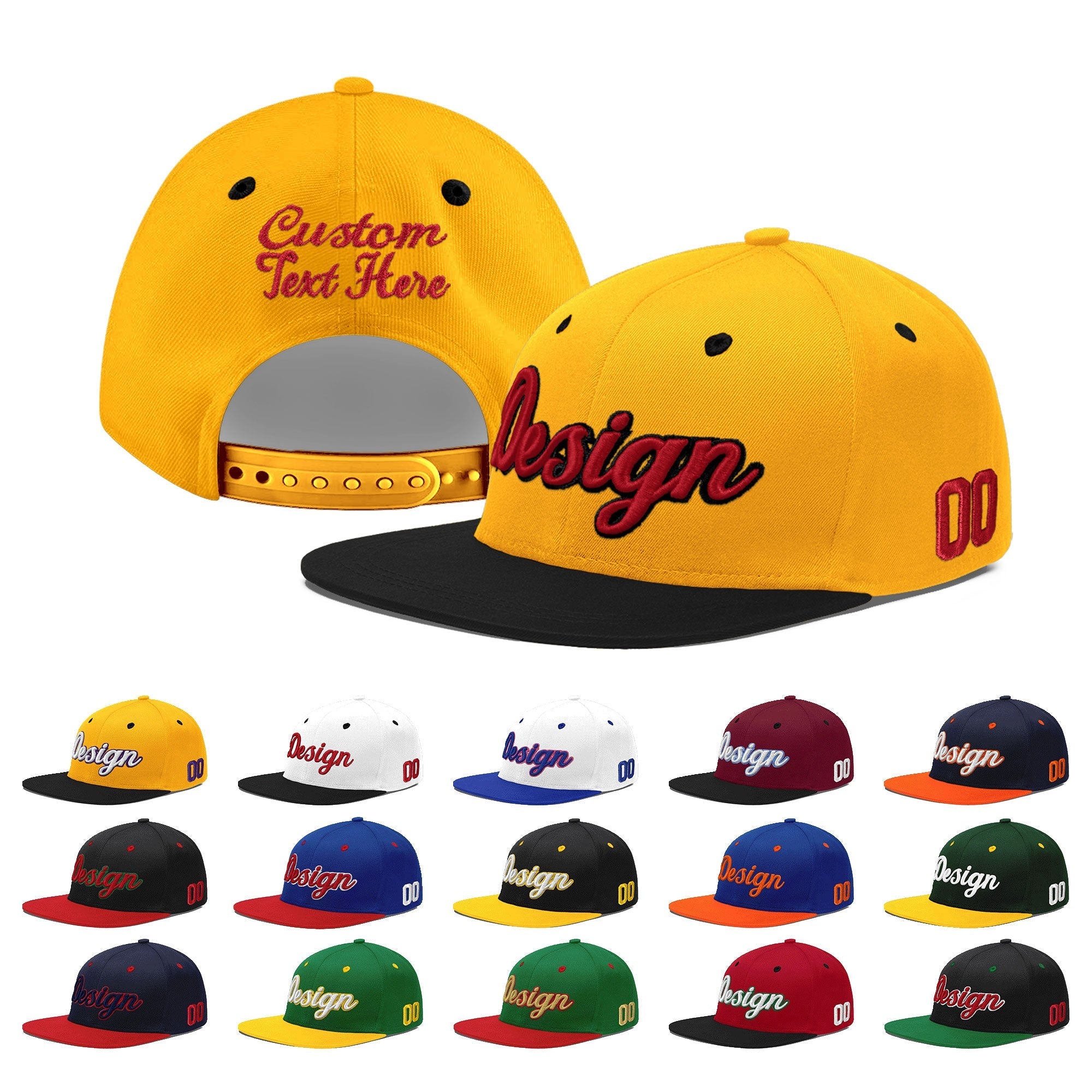 Custom Gold Black 3D Puff Embroidery Flat Embroidery Casual Sport Baseball Cap Main image