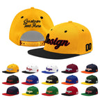 Custom Gold Black 3D Puff Embroidery Flat Embroidery Casual Sport Baseball Cap