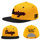 Custom Gold Black 3D Puff Embroidery Flat Embroidery Casual Sport Baseball Cap