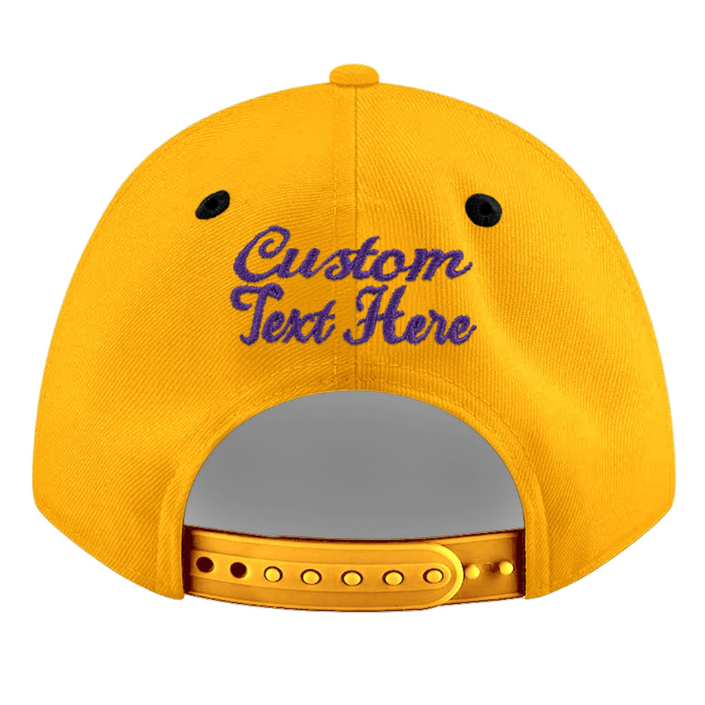 Custom Gold Black 3D Puff Embroidery Flat Embroidery Casual Sport Baseball Cap