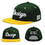 Custom Green Gold 3D Puff Embroidery Flat Embroidery Casual Sport Baseball Cap