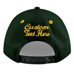 Custom Green Gold 3D Puff Embroidery Flat Embroidery Casual Sport Baseball Cap