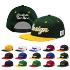 Custom Green Gold 3D Puff Embroidery Flat Embroidery Casual Sport Baseball Cap