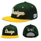 Custom Green Gold 3D Puff Embroidery Flat Embroidery Casual Sport Baseball Cap