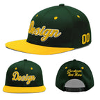 Custom Green Gold 3D Puff Embroidery Flat Embroidery Casual Sport Baseball Cap