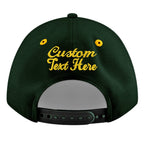Custom Green Gold 3D Puff Embroidery Flat Embroidery Casual Sport Baseball Cap