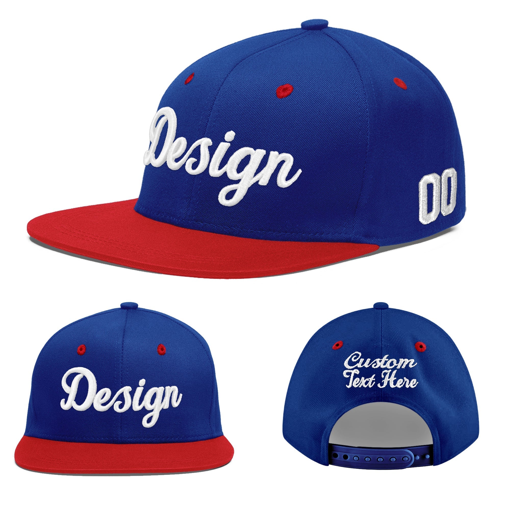 Custom Royal Blue Red 3D Puff Embroidery Flat Embroidery Casual Sport Baseball Cap Secondary image