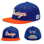 Custom Royal Blue Orange 3D Puff Embroidery Flat Embroidery Casual Sport Baseball Cap