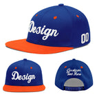 Custom Royal Blue Orange 3D Puff Embroidery Flat Embroidery Casual Sport Baseball Cap