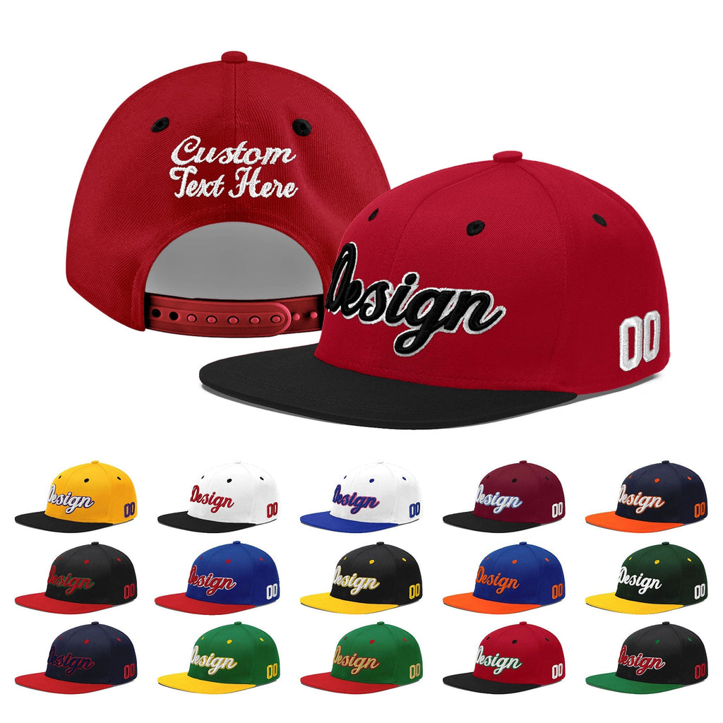 Custom Red Black 3D Puff Embroidery Flat Embroidery Casual Sport Baseball Cap