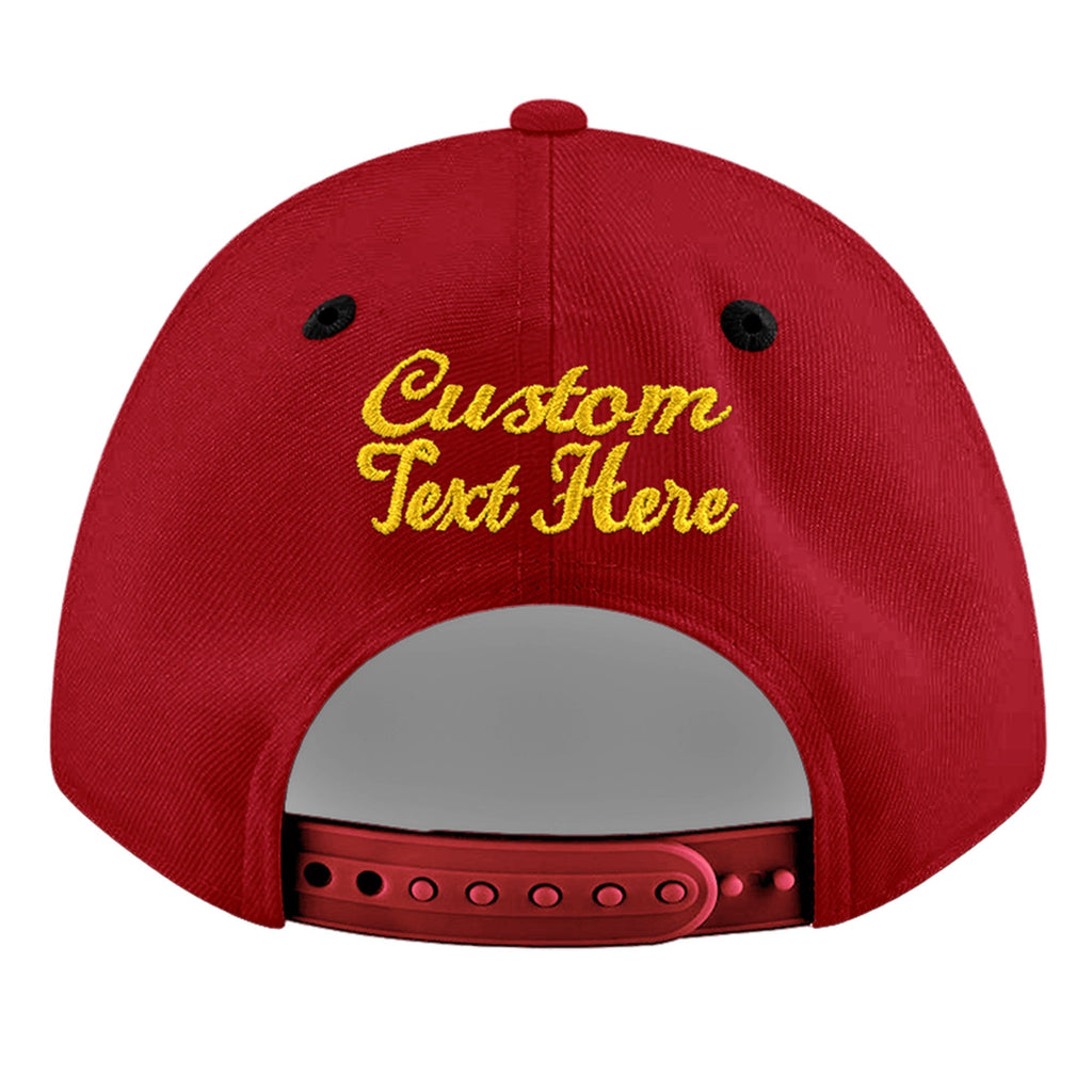Custom Red Black 3D Puff Embroidery Flat Embroidery Casual Sport Baseball Cap