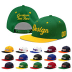 Custom Kelly Green Gold 3D Puff Embroidery Flat Embroidery Casual Sport Baseball Cap