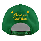 Custom Kelly Green Gold 3D Puff Embroidery Flat Embroidery Casual Sport Baseball Cap