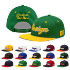 Custom Kelly Green Gold 3D Puff Embroidery Flat Embroidery Casual Sport Baseball Cap