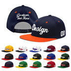 Custom Navy Navy Orange 3D Puff Embroidery Flat Embroidery Casual Sport Baseball Cap