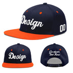 Custom Navy Navy Orange 3D Puff Embroidery Flat Embroidery Casual Sport Baseball Cap