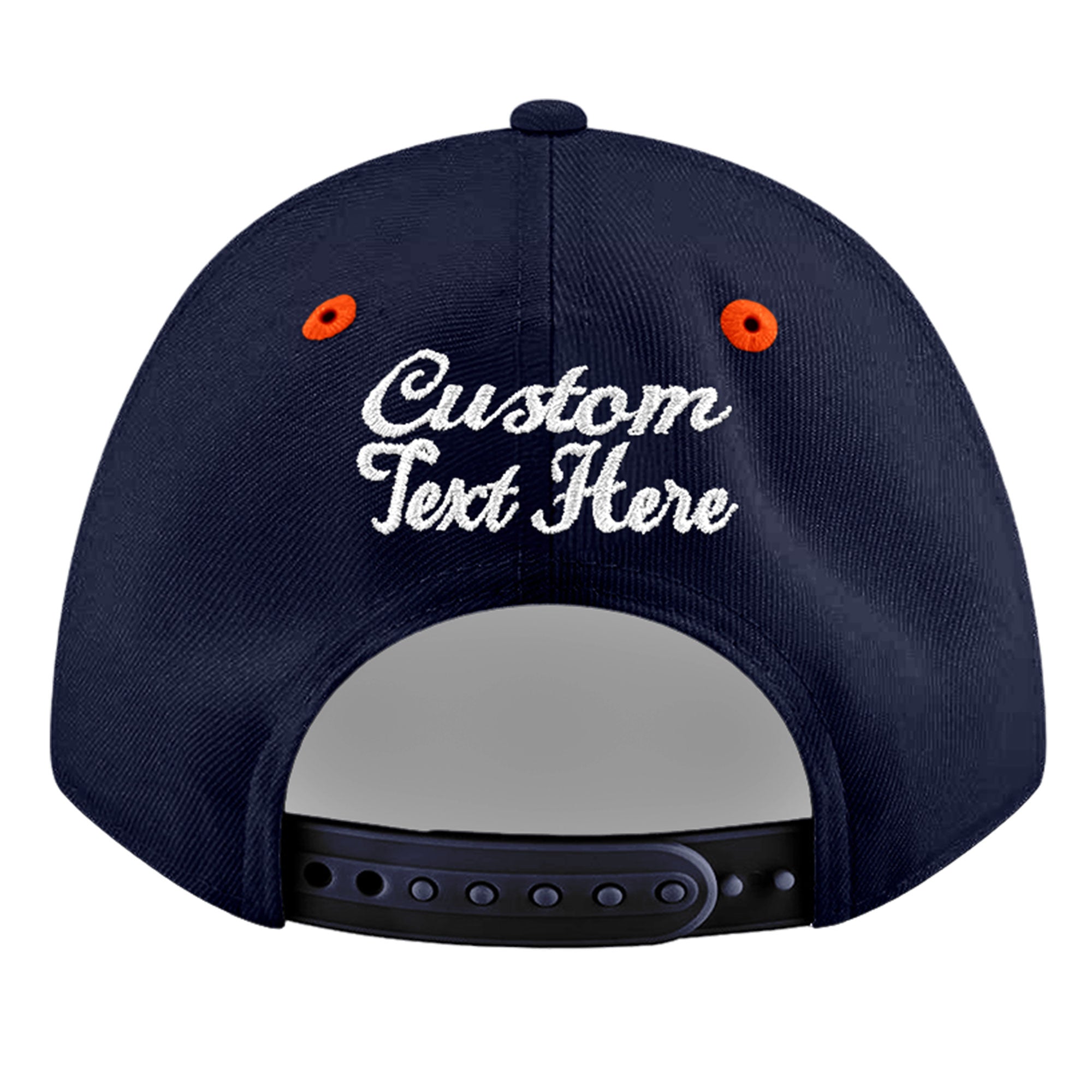 Custom Navy Navy Orange 3D Puff Embroidery Flat Embroidery Casual Sport Baseball Cap