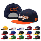Custom Navy Navy Orange 3D Puff Embroidery Flat Embroidery Casual Sport Baseball Cap