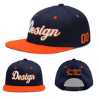 Custom Navy Navy Orange 3D Puff Embroidery Flat Embroidery Casual Sport Baseball Cap