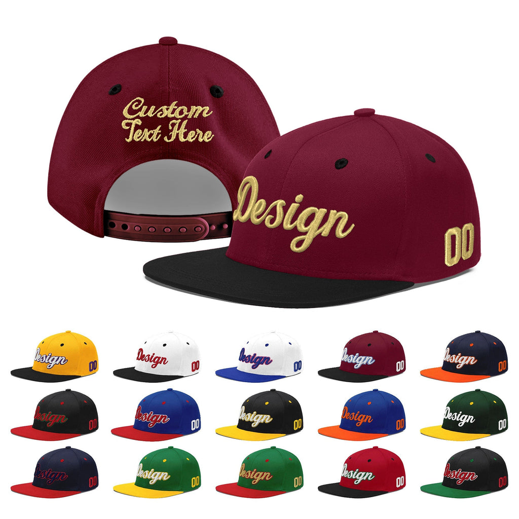 Custom Crimson Black White Orange 3D Puff Embroidery Flat Embroidery Casual Sport Baseball Cap
