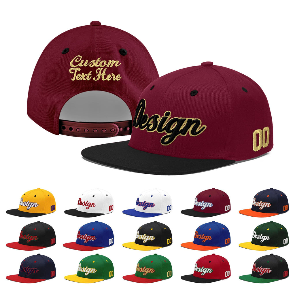 Custom Crimson Black White Orange 3D Puff Embroidery Flat Embroidery Casual Sport Baseball Cap