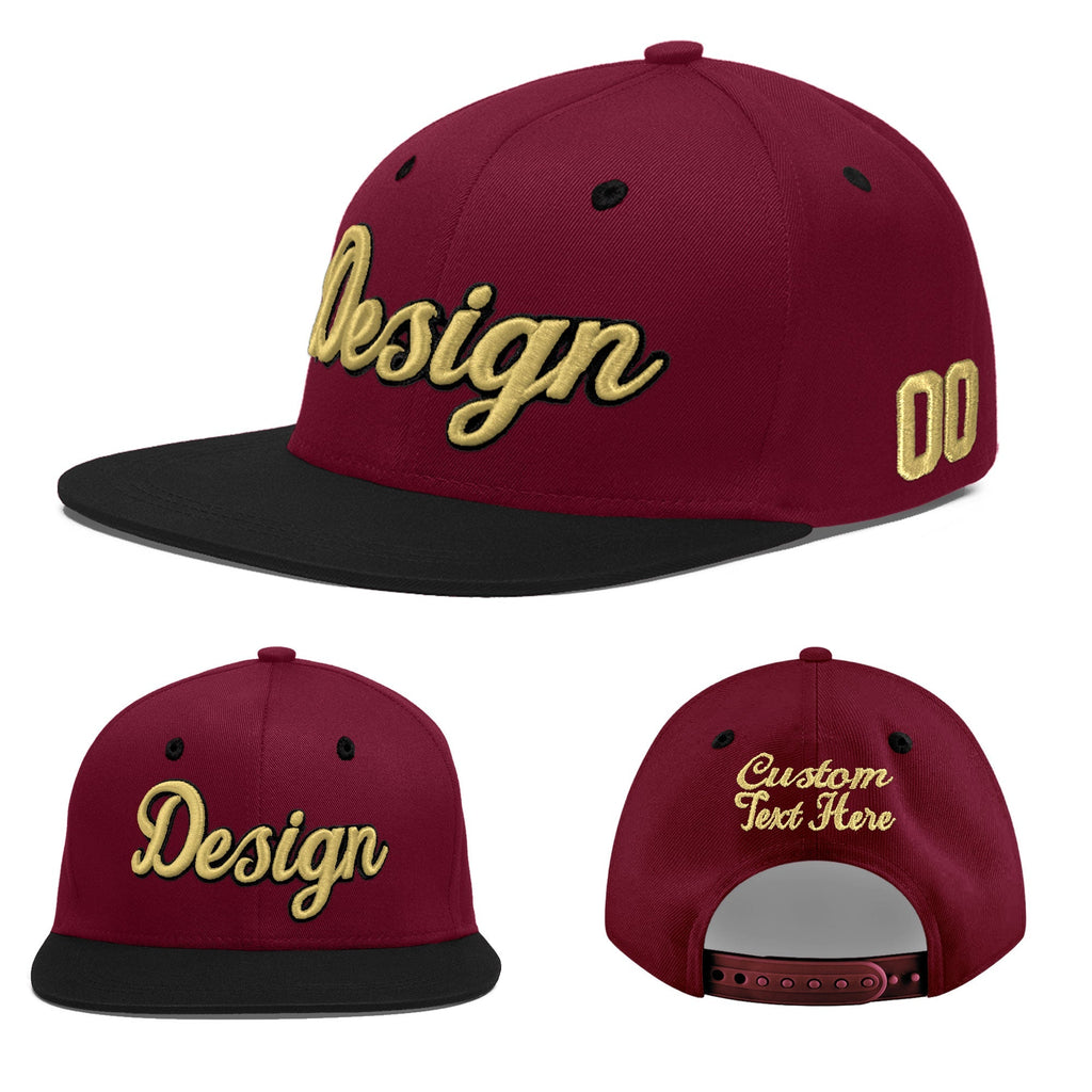 Custom Crimson Black White Orange 3D Puff Embroidery Flat Embroidery Casual Sport Baseball Cap