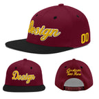 Custom Crimson Black 3D Puff Embroidery Flat Embroidery Casual Sport Baseball Cap