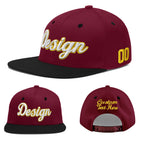 Custom Crimson Black 3D Puff Embroidery Flat Embroidery Casual Sport Baseball Cap