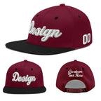 Custom Crimson Black 3D Puff Embroidery Flat Embroidery Casual Sport Baseball Cap