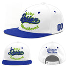 Custom White Royal Blue 3D Puff Embroidery Flat Embroidery Casual Sport Baseball Cap