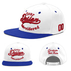 Custom White Royal Blue 3D Puff Embroidery Flat Embroidery Casual Sport Baseball Cap