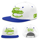 Custom White Royal Blue 3D Puff Embroidery Flat Embroidery Casual Sport Baseball Cap