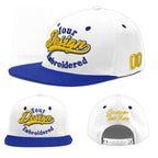 Custom White Royal Blue 3D Puff Embroidery Flat Embroidery Casual Sport Baseball Cap