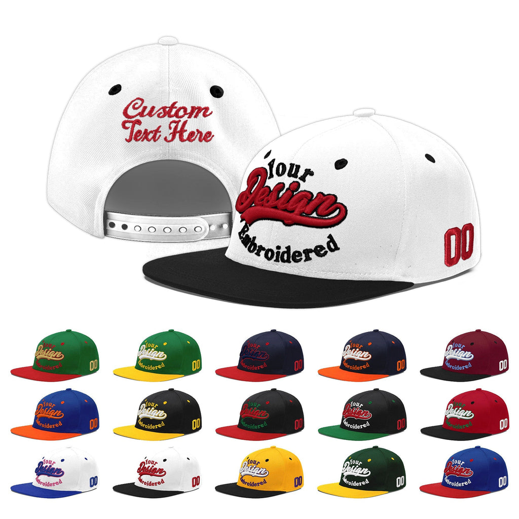 Custom White Black 3D Puff Embroidery Flat Embroidery Casual Sport Baseball Cap