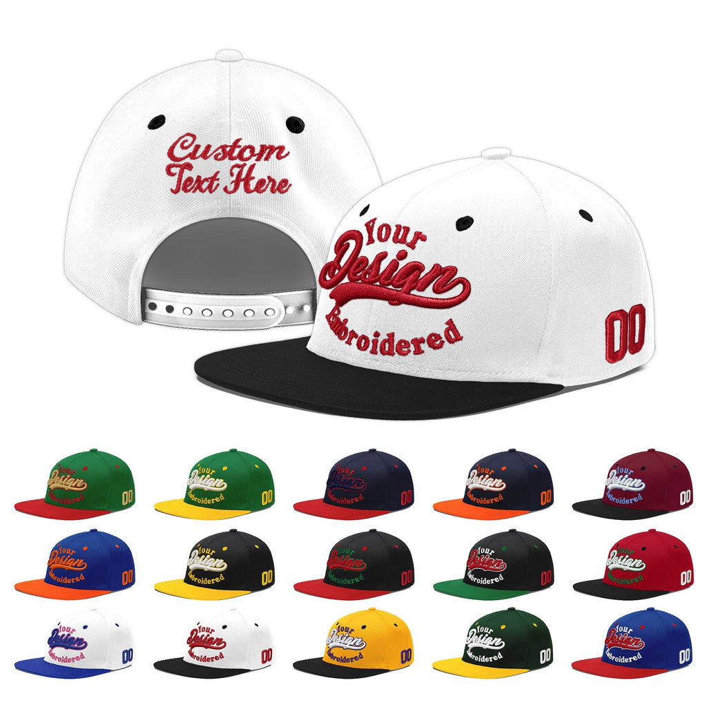 Custom White Black 3D Puff Embroidery Flat Embroidery Casual Sport Baseball Cap