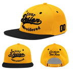 Custom Gold Black 3D Puff Embroidery Flat Embroidery Casual Sport Baseball Cap