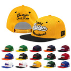 Custom Gold Black 3D Puff Embroidery Flat Embroidery Casual Sport Baseball Cap