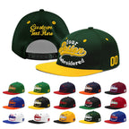 Custom Green Gold 3D Puff Embroidery Flat Embroidery Casual Sport Baseball Cap