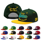 Custom Green Gold 3D Puff Embroidery Flat Embroidery Casual Sport Baseball Cap