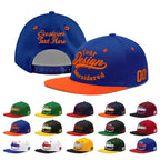 Custom Royal Blue Orange 3D Puff Embroidery Flat Embroidery Casual Sport Baseball Cap