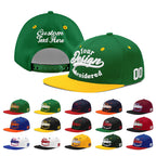 Custom Kelly Green Gold 3D Puff Embroidery Flat Embroidery Casual Sport Baseball Cap
