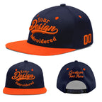 Custom Navy Navy Orange 3D Puff Embroidery Flat Embroidery Casual Sport Baseball Cap