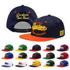 Custom Navy Navy Orange 3D Puff Embroidery Flat Embroidery Casual Sport Baseball Cap