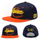 Custom Navy Navy Orange 3D Puff Embroidery Flat Embroidery Casual Sport Baseball Cap